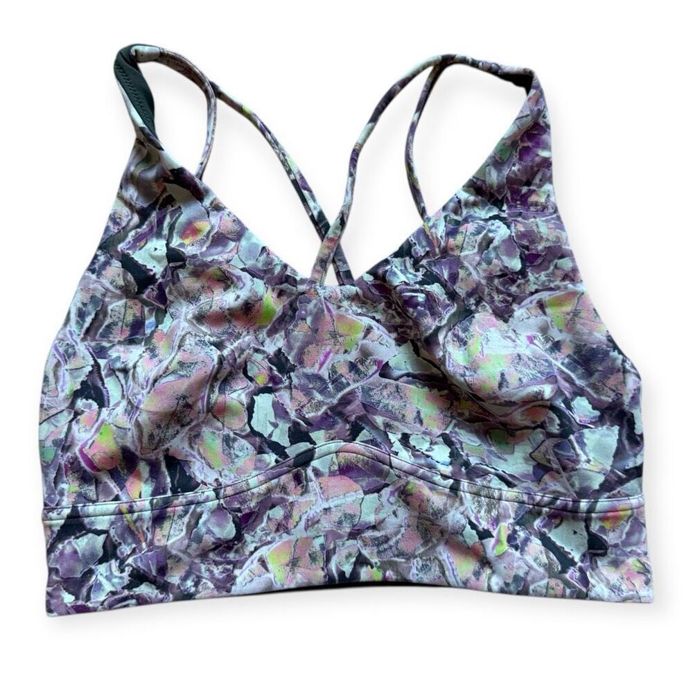 Womens Lululemon Flow Y Bra Nulu Terrazo Glaze Racerback Light Support - Sz 8